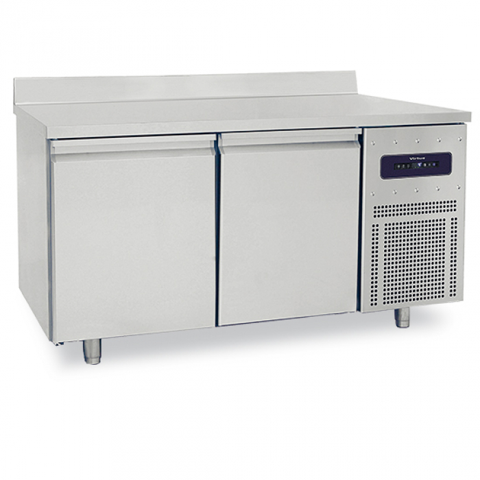 Bäckereitiefkühltisch 2-türig 600x400 mm Edelstahlarbeitsplatte mit Aufkantung 10-22 °C WiFi - Tiefkühltisch für Bäckerei mit Edelstahlarbeitsplatte und WiFi-Funktion, 2 Türen, 600x400 mm, Temperaturbereich 10-22 °C